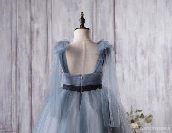Dusty Blue Tulle Flower Girl Kleider, A-Linie Little Girl Kleider, Erschwingliche Junior Brautjungfernkleider, FG056