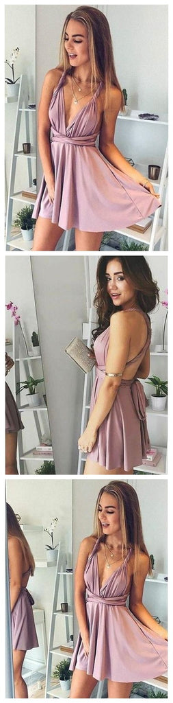 Einfache Dusty Pink Billig Kurze Homecoming Dresses 2018, CM554